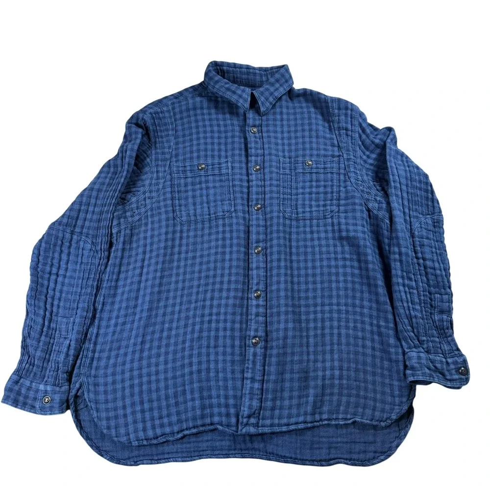 Polo Ralph Lauren Indigo Shipyard Shirt Mens XL Blue Check Button Up Long Sleeve